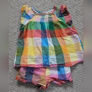 Girls Mini Boden 3T Multicolor Plaid Two-Piece Set